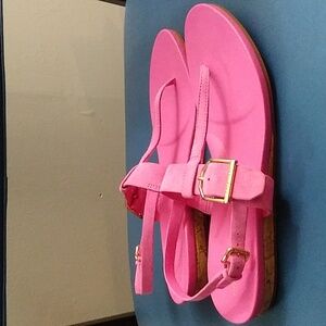 NEW Cole Haan Women's Francine Demi Wedge Sandal, NEON Fuschia Suede size 7.5B